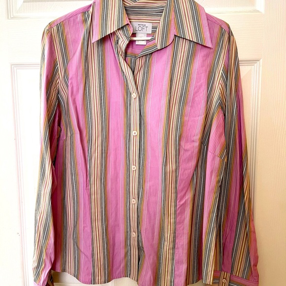 ann taylor striped shirt dress Ann Taylor Petite Crossover Collared Midi Shirtdress Black Women's at CoolSprings Galleria in Franklin, TN